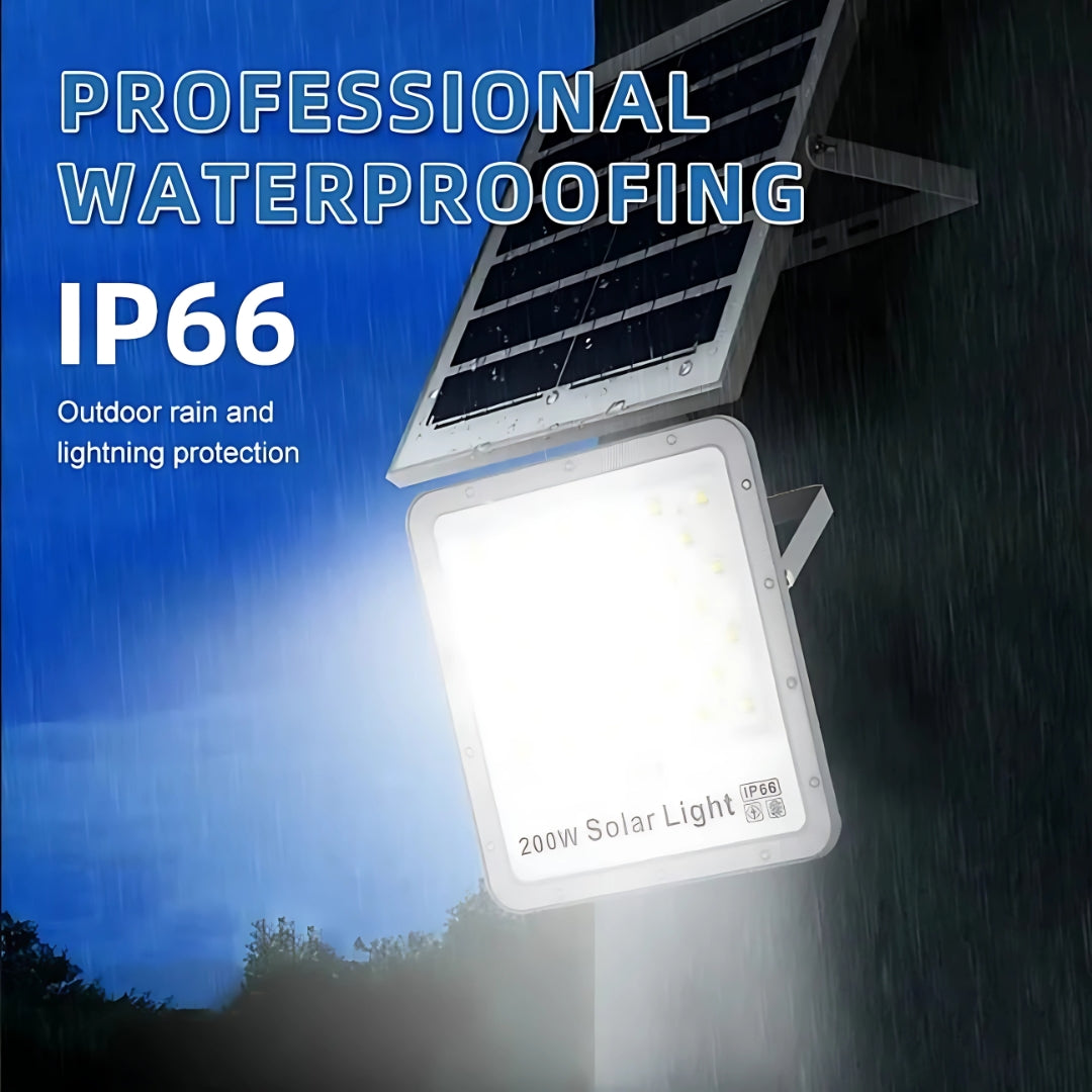 Solar light with waterproofing rating IP66 under rain conditions