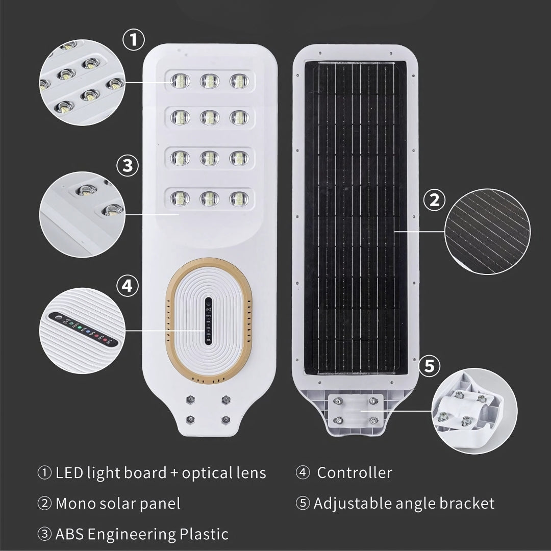 300W Solar Integrated Street Light with Motion Sensor & Remote, Waterproof Outdoor LED Lamp for Streets, Gardens & Security