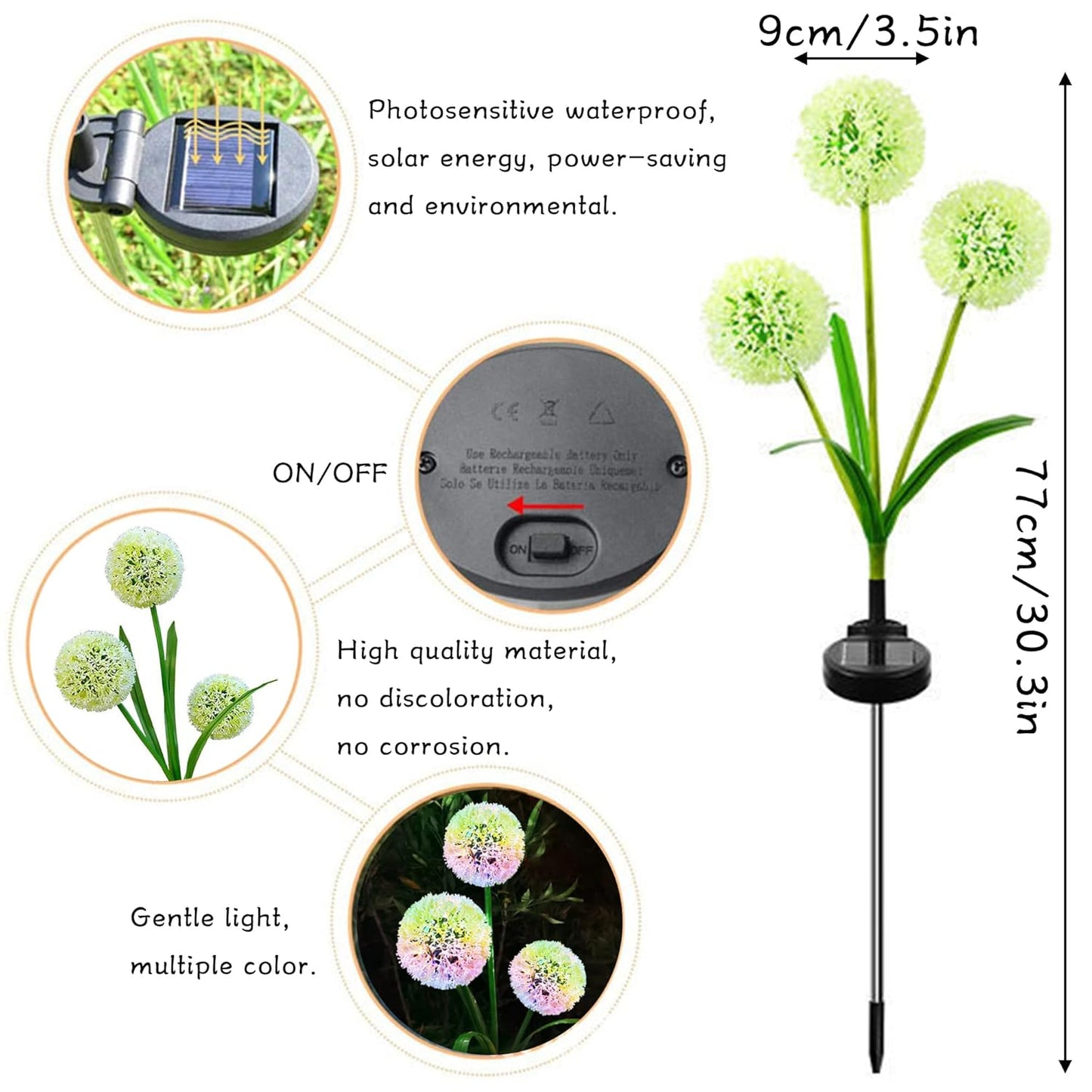 3 - Head RGB Dandelion Flower Solar Garden Light, Decorative Pathway Lighting(Pack of 2), – Buy Garden Light Online at FUTURKART