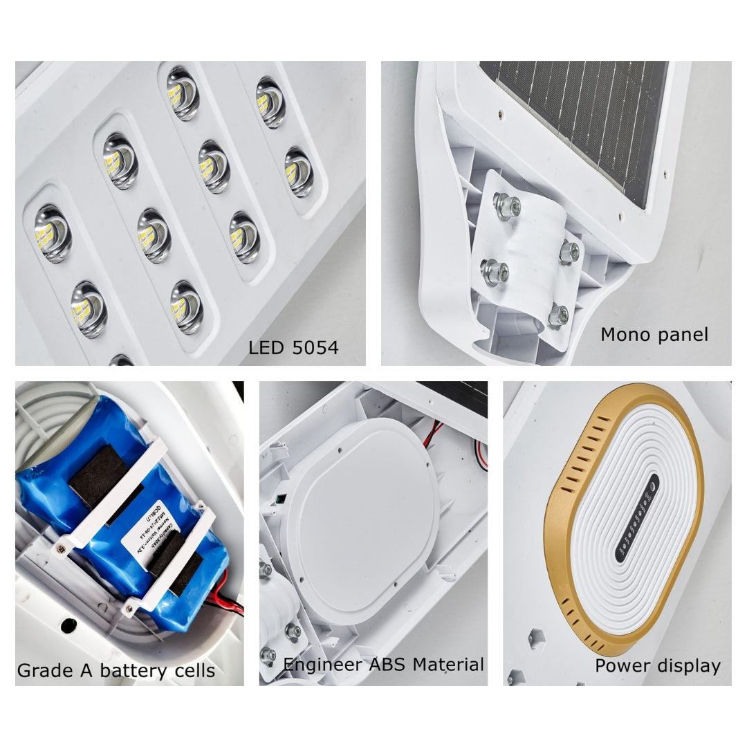 300W Solar Integrated Street Light with Motion Sensor & Remote, Waterproof Outdoor LED Lamp for Streets, Gardens & Security