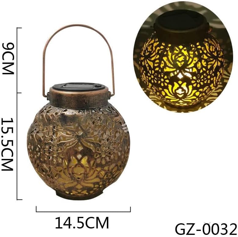 Vintage Solar Lantern for Garden & Patio, Warm White Decorative Outdoor Iron Light