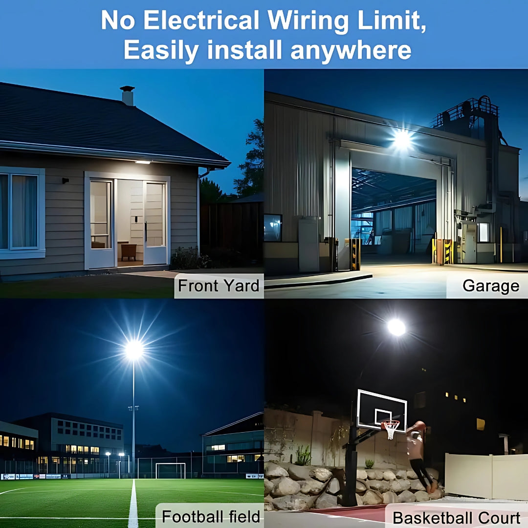 Lighting solutions for various outdoor settings 'No Electrical Wiring Limit, Easily install anywhere'.