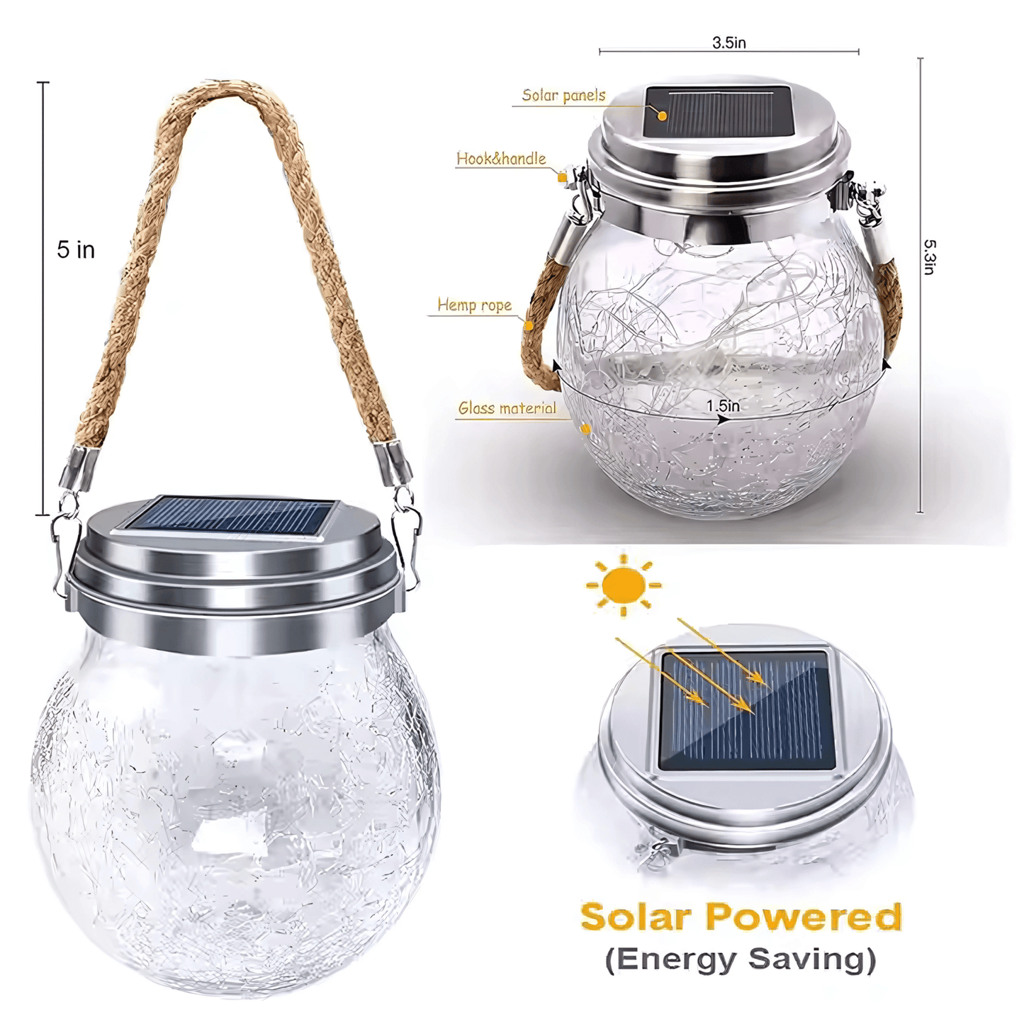 Solar Hanging Wishing Bottle Large Light – Elegant Crackle Glass LED Lantern for Outdoor Decor – Buy Garden Light Online at FUTURKART