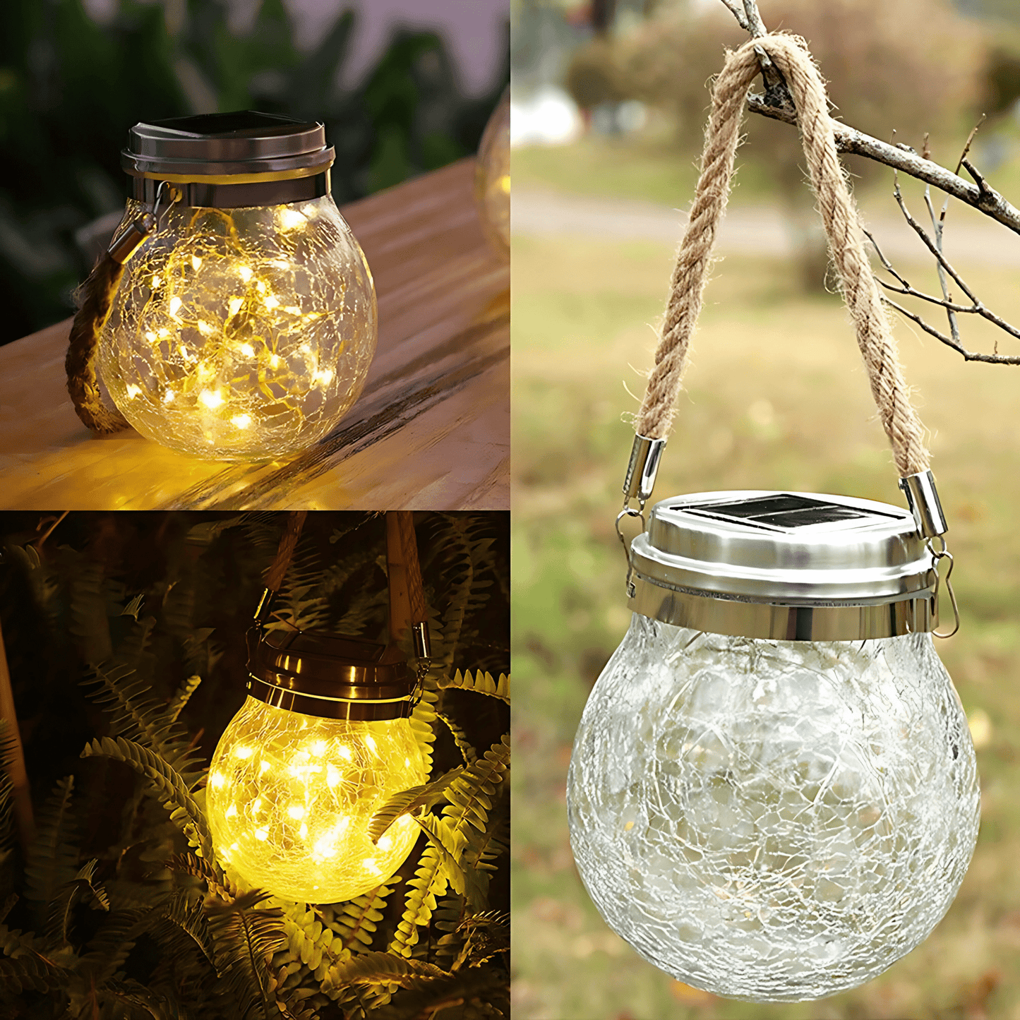 Solar Hanging Wishing Bottle Large Light – Elegant Crackle Glass LED Lantern for Outdoor Decor – Buy Garden Light Online at FUTURKART
