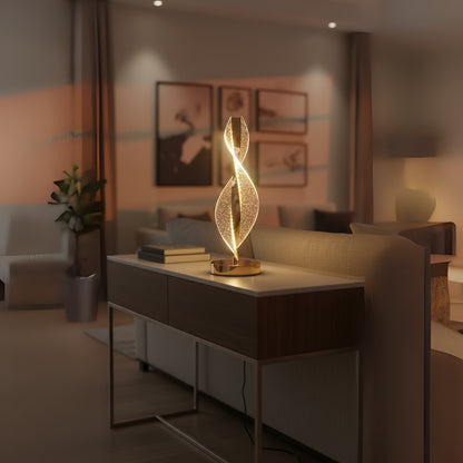 FUTURKART Modern Spiral Rechargeable LED Table Lamp – 3-Mode Lighting, Push Button, Gold Acrylic Design