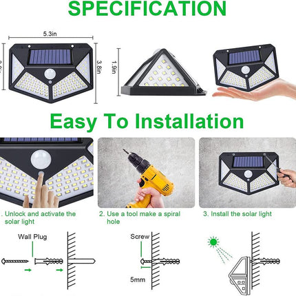 100 LED Solar Security Motion Wall Light – Ultra - Bright, Weatherproof & Wide Coverage – Buy WALL LIGHT Online at FUTURKART