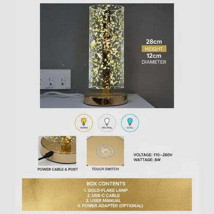 FUTURKART Modern Round Base Gold Acrylic Table Lamp – 3-Color LED, Push Button, Rechargeable, Stylish Home & Desk Lighting - FUTURKART