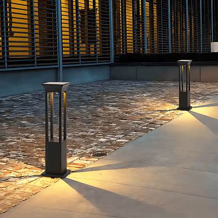 Premium Solar-Powered Square Bollard Light-Elegant Outdoor Lawn Illumination - FUTURKART
