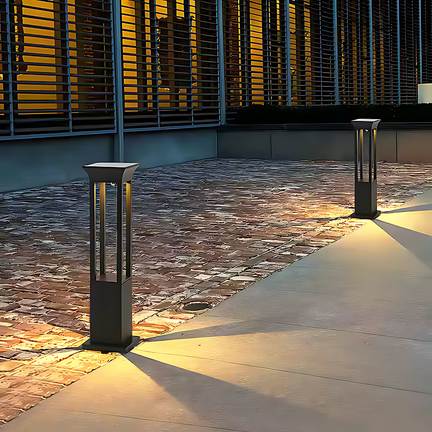 Premium Solar-Powered Square Bollard Light-Elegant Outdoor Lawn Illumination
