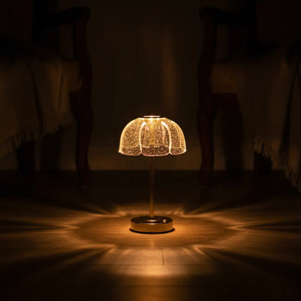 FUTURKART Modern Floral Rechargeable Gold Acrylic Table Lamp – 3‑Color LED, Touch Control, Portable Desk & Bedside Lighting - FUTURKART