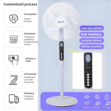 FUTURKART 16-Inch Solar-Powered Vertical Standing Fan with Charging Function for Home and Outdoor Use - FUTURKART