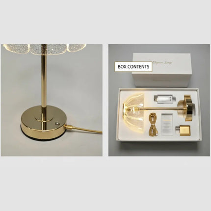 FUTURKART Modern Floral Rechargeable Gold Acrylic Table Lamp – 3‑Color LED, Touch Control, Portable Desk & Bedside Lighting - FUTURKART