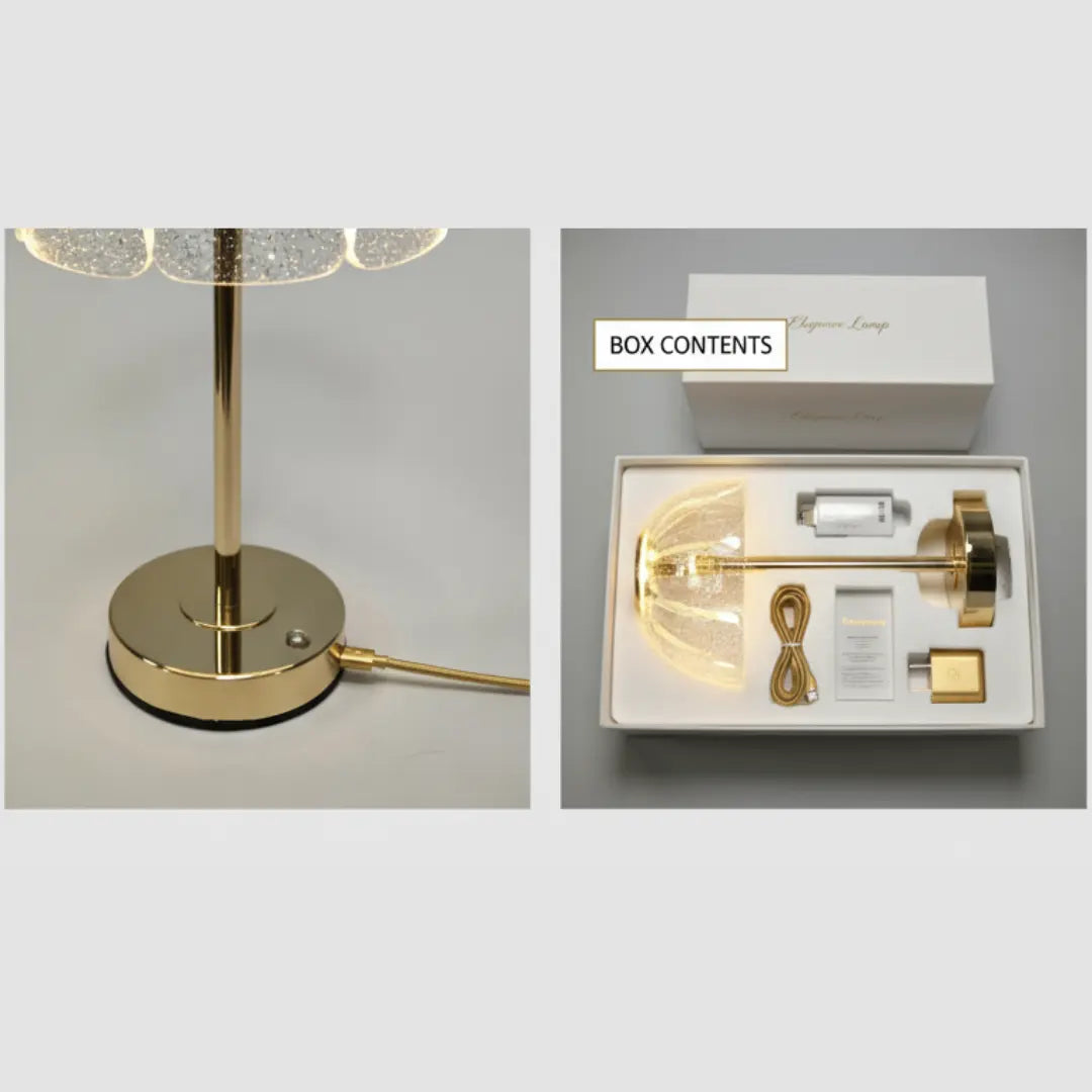 FUTURKART Modern Floral Rechargeable Gold Acrylic Table Lamp – 3‑Color LED, Touch Control, Portable Desk & Bedside Lighting