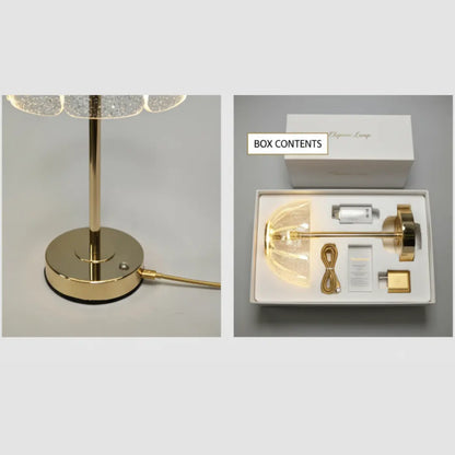 FUTURKART Modern Floral Rechargeable Gold Acrylic Table Lamp – 3‑Color LED, Touch Control, Portable Desk & Bedside Lighting