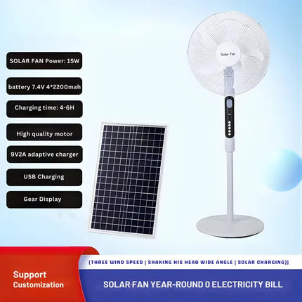 FUTURKART 16-Inch Solar-Powered Vertical Standing Fan with Charging Function for Home and Outdoor Use - FUTURKART