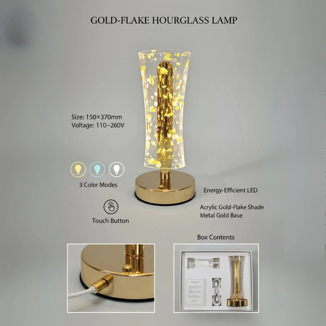 FUTURKART Crystal Glow Gold Acrylic Lamp – Portable, 3‑Mode LED, Touch Control for Bedside & Desk - FUTURKART