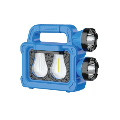 Blue portable floodlight with two light bulbs. camping light