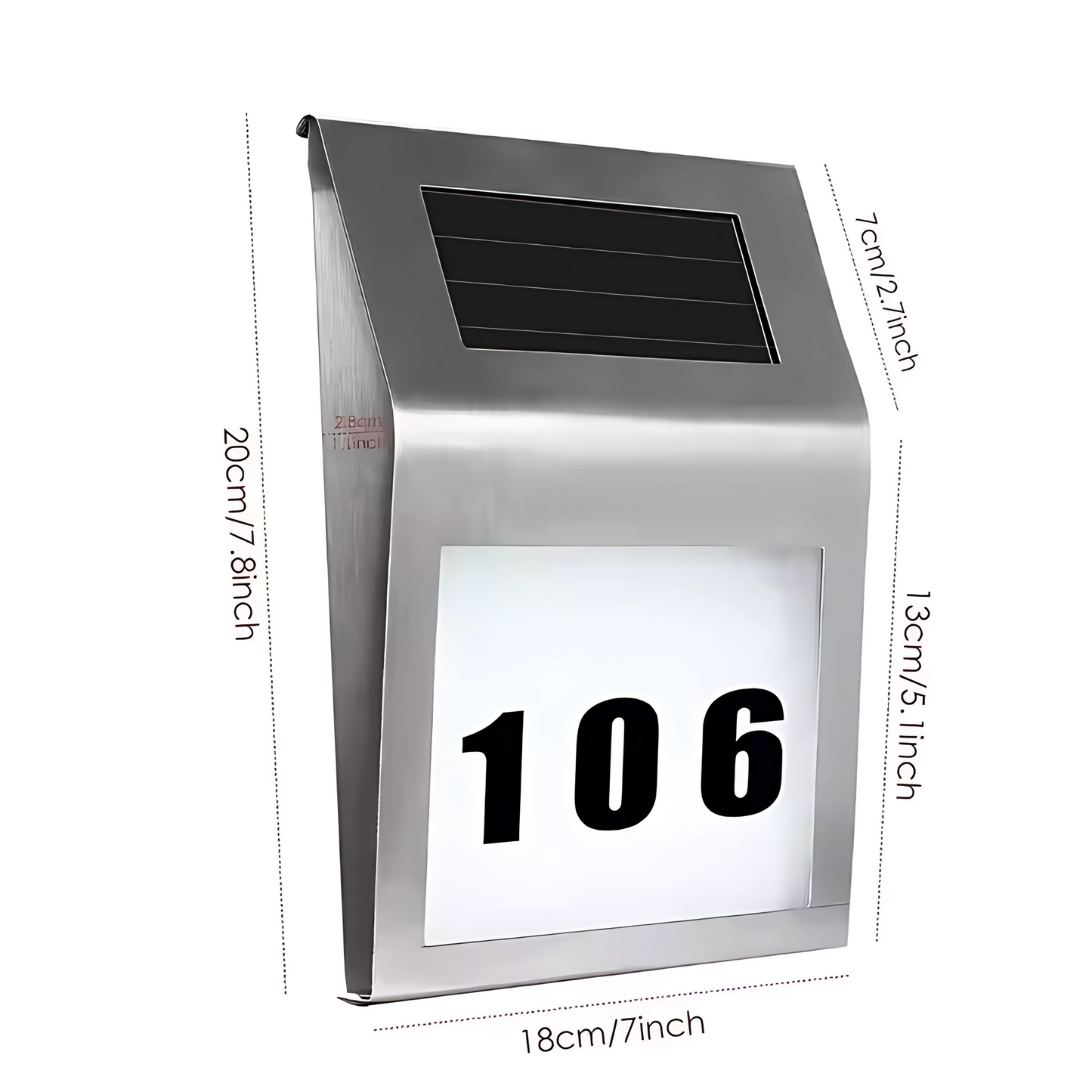 Solar-Powered LED House Number Light – Illuminated Address Plaque for Home & Office