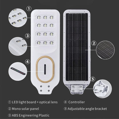 300W Solar Integrated Street Light with Motion Sensor & Remote, Waterproof Outdoor LED Lamp for Streets, Gardens & Security