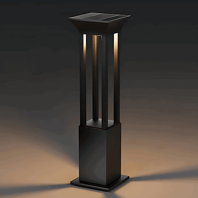 Premium Solar-Powered Square Bollard Light-Elegant Outdoor Lawn Illumination - FUTURKART