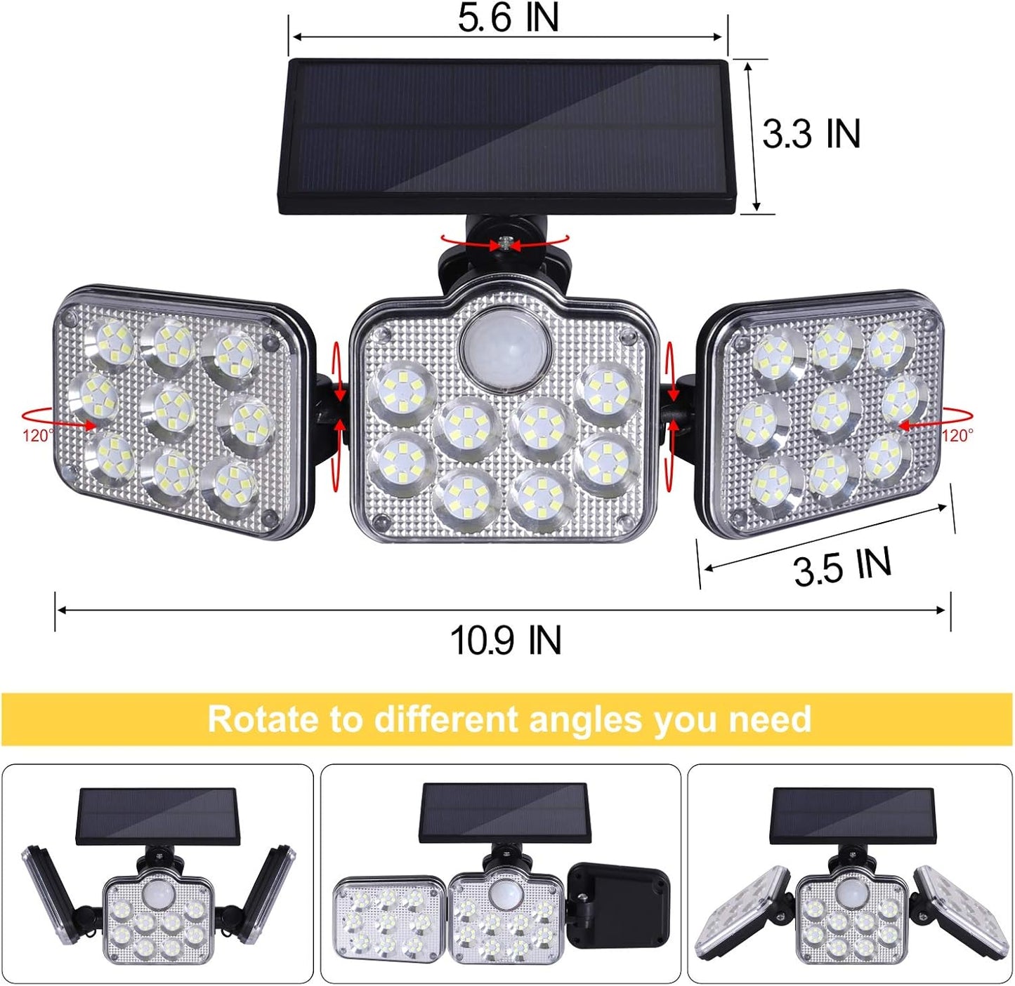 3 - Head Adjustable Solar Security Light – Wide Angle Motion Sensor Floodlight – Buy Street Light Online at FUTURKART