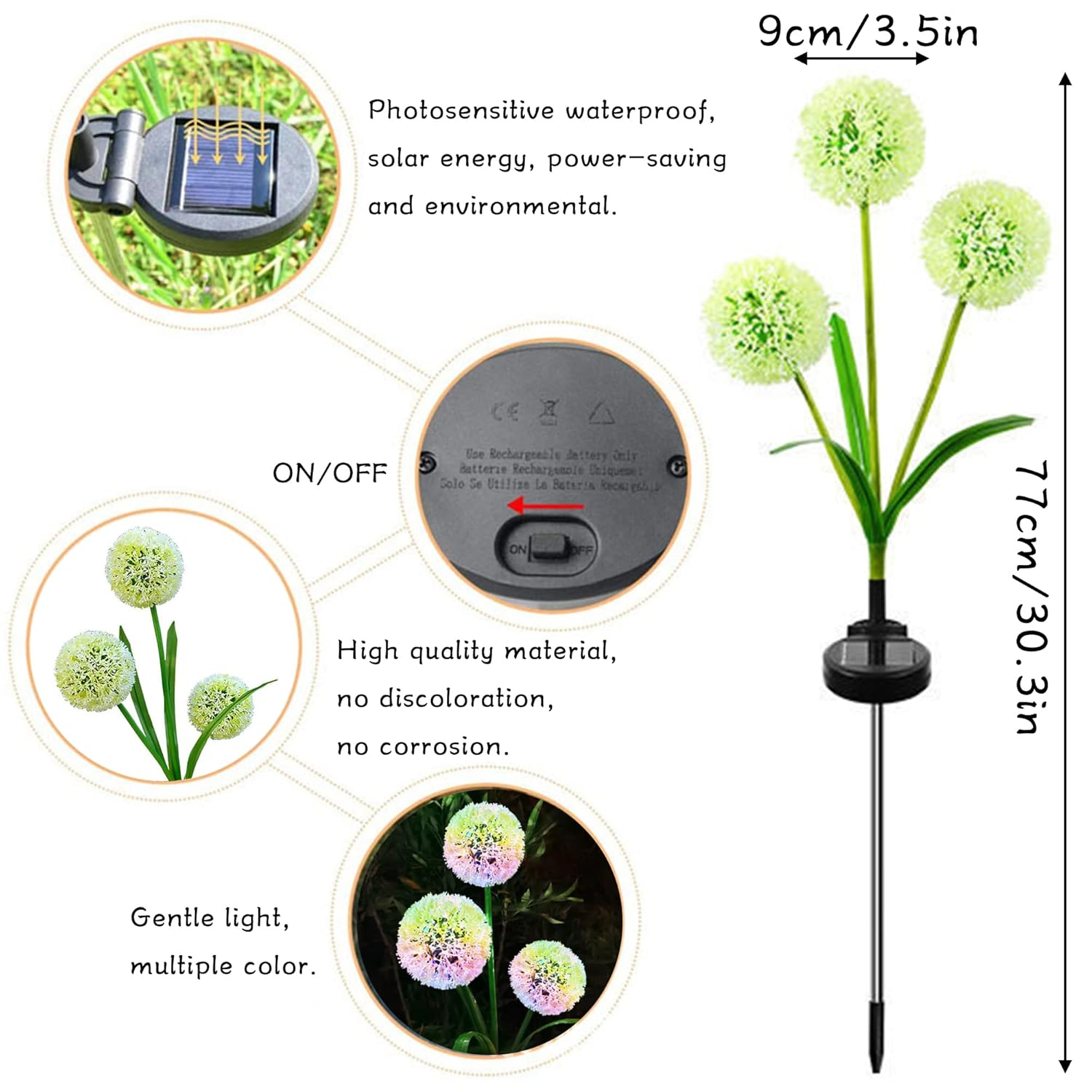 3 - Head RGB Dandelion Flower Solar Garden Light, Decorative Pathway Lighting(Pack of 2), – Buy Garden Light Online at FUTURKART