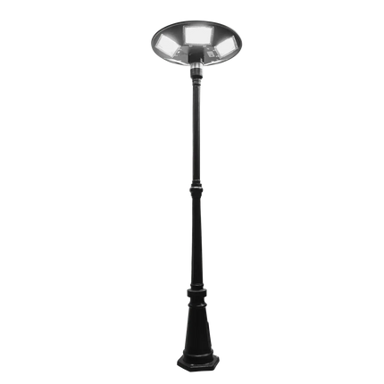 300 Watt Solar UFO Street Light for Home installed in outdoor driveway at night