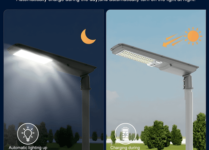 300W solar street light installed outside a residential home for bright outdoor lighting