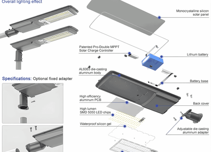 IP65 waterproof 300W solar street light designed for Indian weather conditions