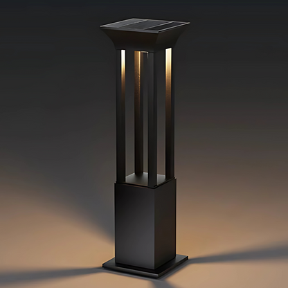 Premium Solar-Powered Square Bollard Light-Elegant Outdoor Lawn Illumination