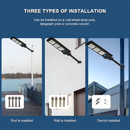 300W All-in-One Solar Street Light with Remote, 900 LEDs, 20Ah Battery, Waterproof Outdoor Lamp for Streets - FUTURKART