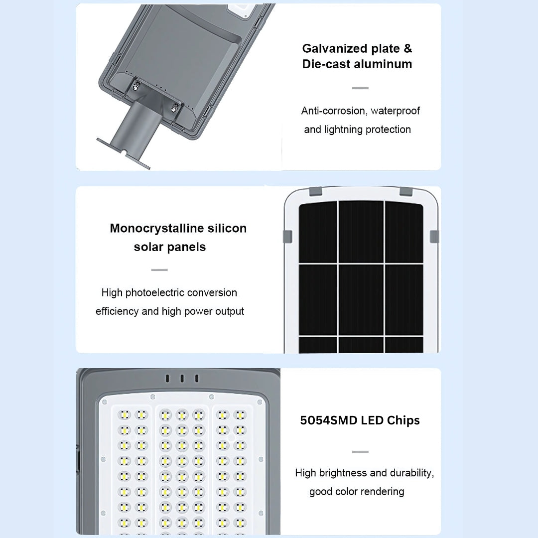 300Watt All-in-One Solar Street Light (Die Cast Aluminium Body) Radar Sensor + Remote, Waterproof Outdoor Lamp