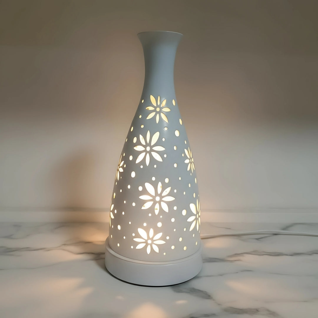 Futurkart Rechargeable LED Table Lamp in Flower Pot Shape, White (Touch Control, 3-Color Modes, USB Charging) – Elegant Iron Body