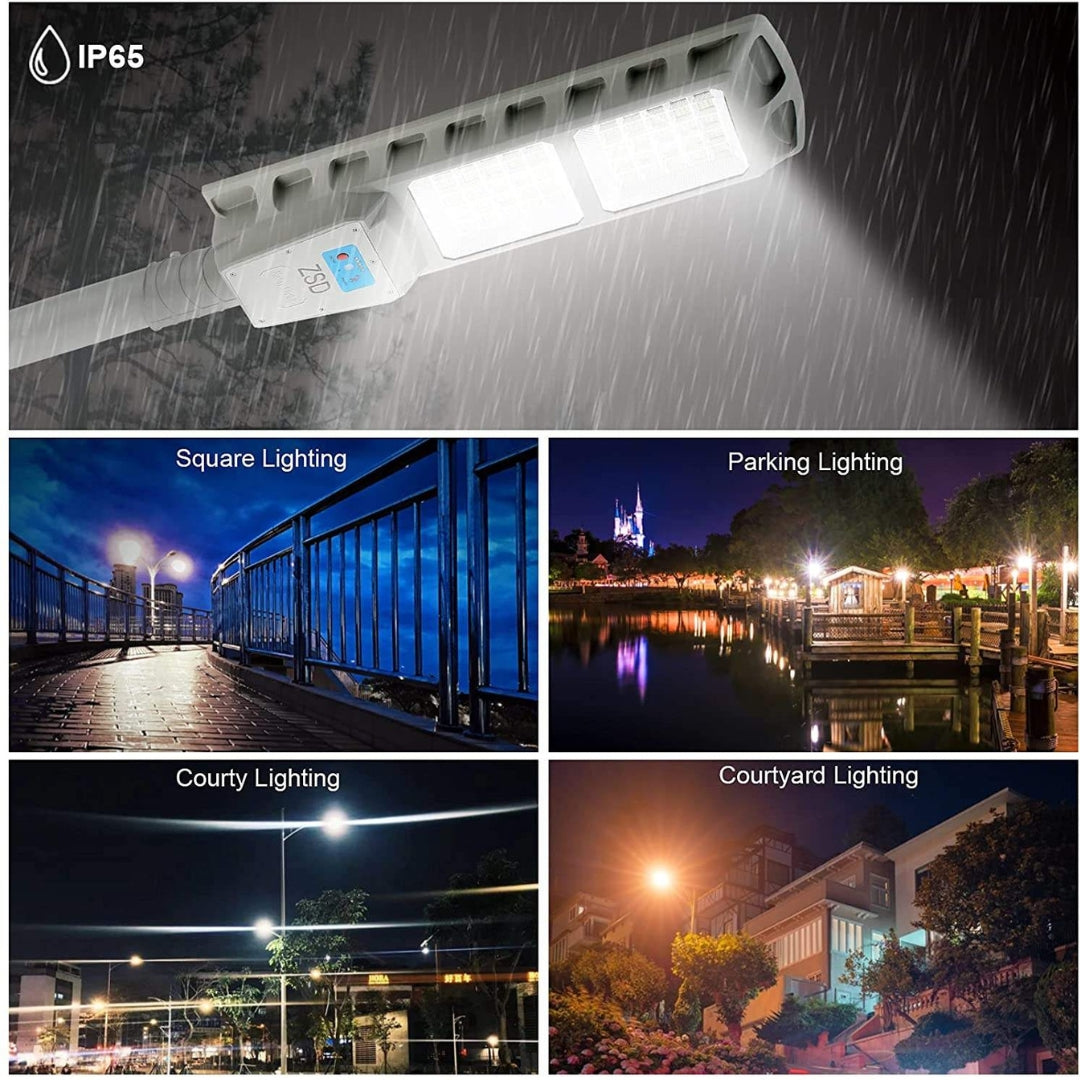 300W All-in-One Solar Street Light with Remote, 900 LEDs, 20Ah Battery, Waterproof Outdoor Lamp for Streets