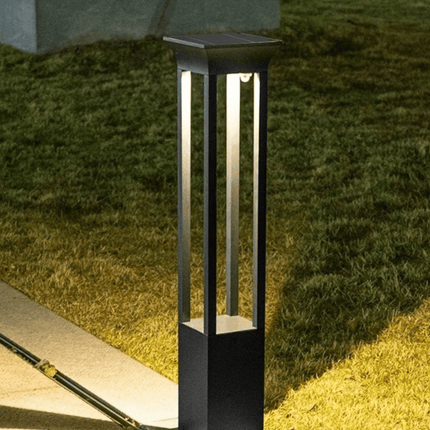 Premium Solar-Powered Square Bollard Light-Elegant Outdoor Lawn Illumination - FUTURKART