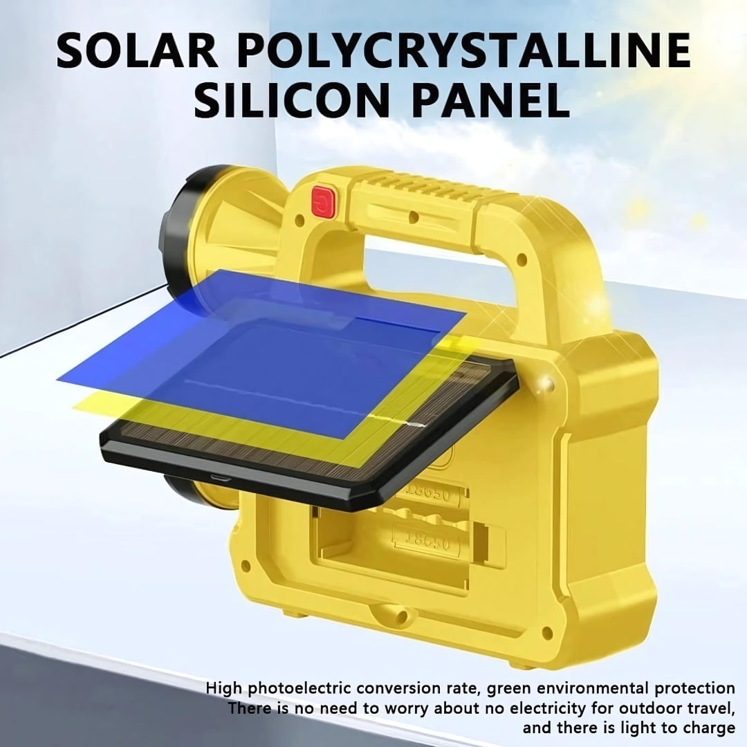 Yellow portable solar panel with blue panel 