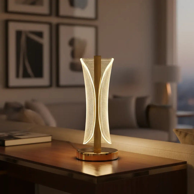 FUTURKART Modern Crystal Rechargeable LED Table Lamp – 3 Modes, Push Button, Gold Finish, Stylish Bedside & Desk Lighting, Home Décor - FUTURKART