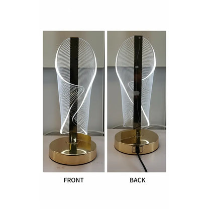 FUTURKART Spiral Glow Table Lamp – 3‑Mode LED, Gold Base, Clear Acrylic Panel, Push Button Control