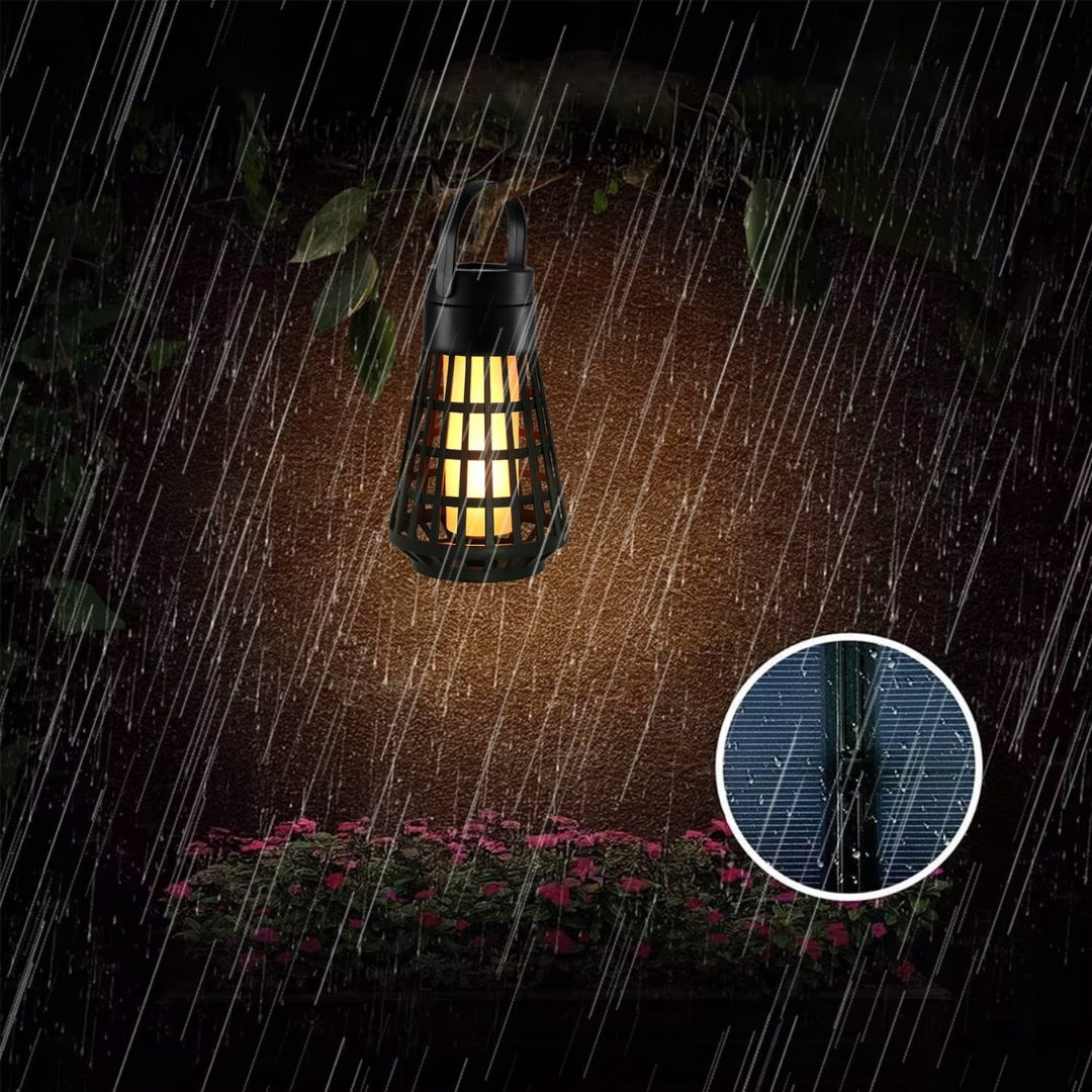 Solar Powered Woven Flame Lamp – Ambient Outdoor Lighting with Flickering Flame Effect