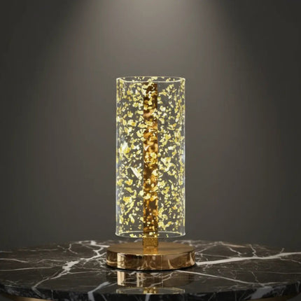 FUTURKART Modern Round Base Gold Acrylic Table Lamp – 3-Color LED, Push Button, Rechargeable, Stylish Home & Desk Lighting - FUTURKART