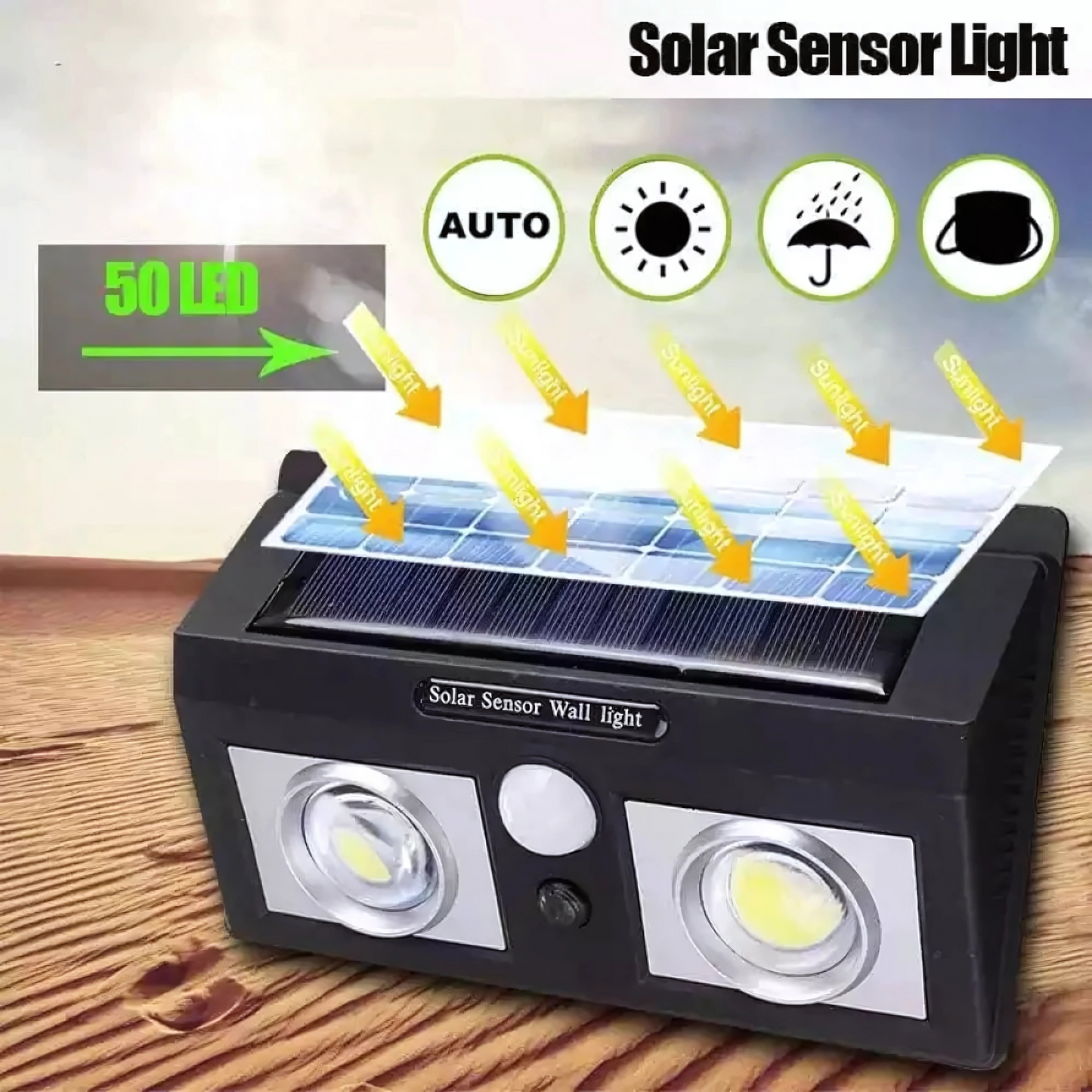 Solar Motion Sensor Wall Light | Waterproof Outdoor LED Security Lamp | Auto Dusk to Dawn