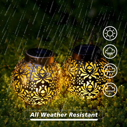 Vintage Solar Lantern for Garden & Patio, Warm White Decorative Outdoor Iron Light