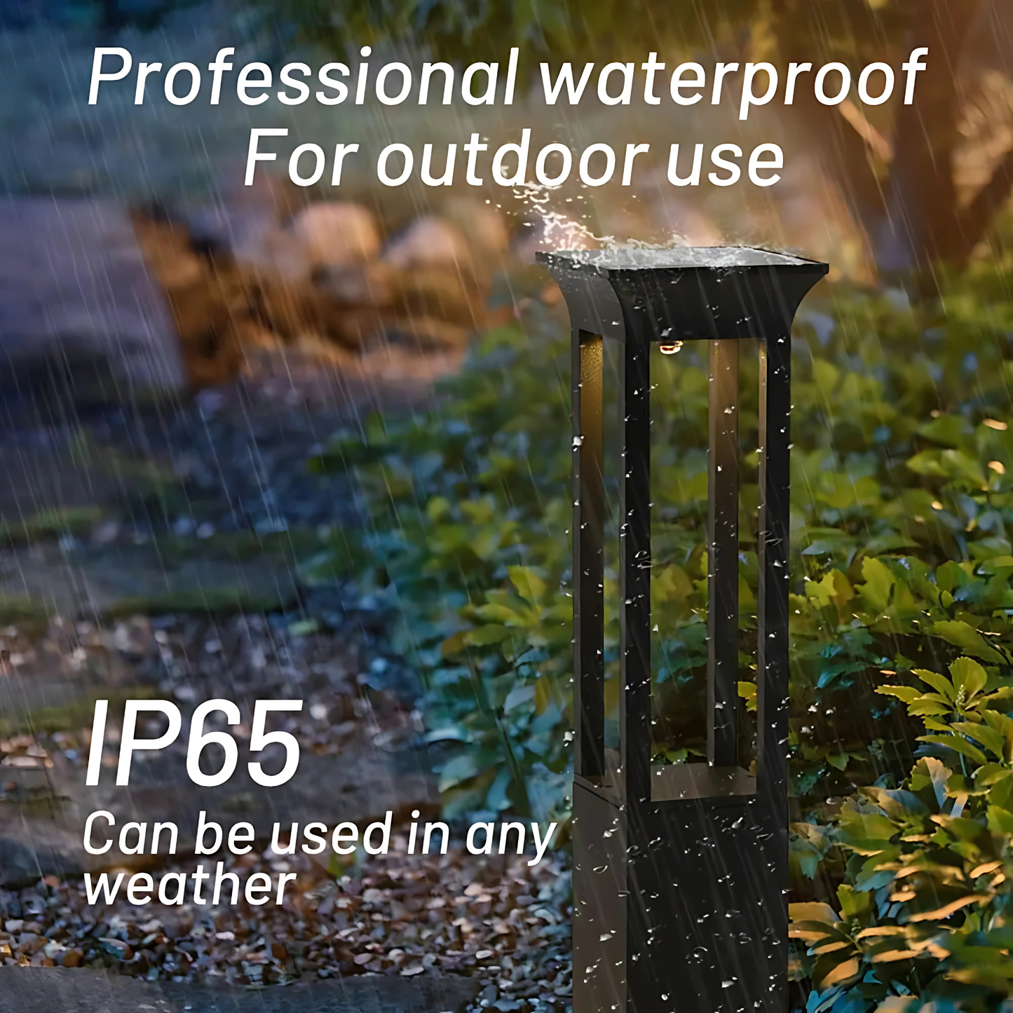 Premium Solar-Powered Square Bollard Light-Elegant Outdoor Lawn Illumination