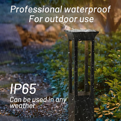 Premium Solar-Powered Square Bollard Light-Elegant Outdoor Lawn Illumination