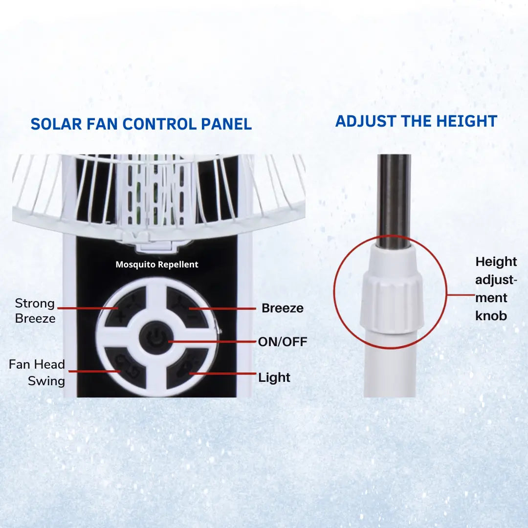 FUTURKART 16-Inch Solar Fan with Remote Control | 20W Solar Panel, Rechargeable 6*2400mAh Battery, Night Light & Mosquito Repellent Function