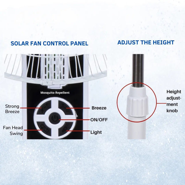 FUTURKART 16-Inch Solar Fan with Remote Control | 20W Solar Panel, Rechargeable 6*2400mAh Battery, Night Light & Mosquito Repellent Function - FUTURKART