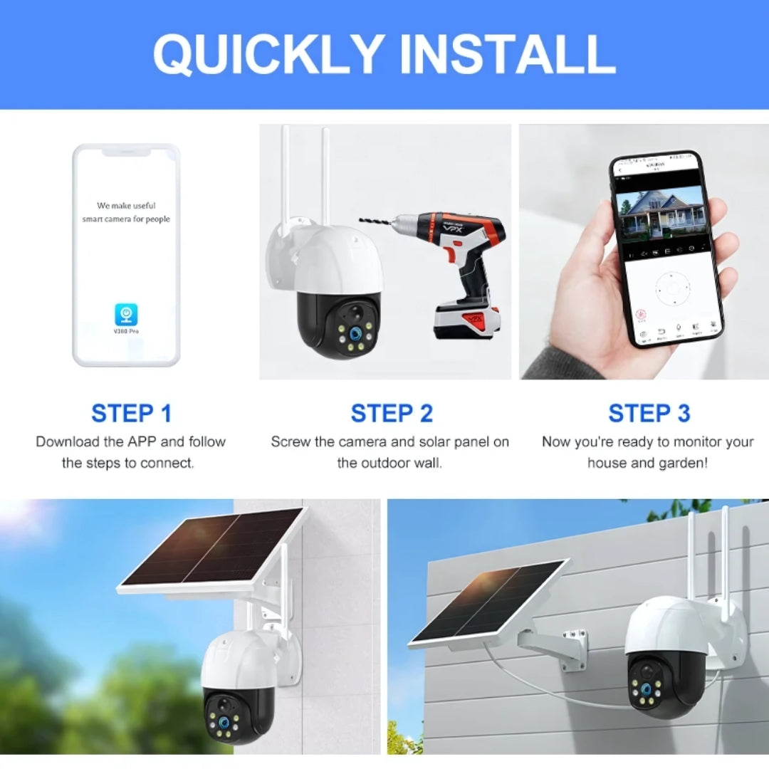 Solar Security Camera with 4K Ultra HD, Wireless 4G CCTV, 355° Pan/90° Tilt, AI Motion Detection, Two-Way Audio, Night Vision, IP66 Waterproof – Outdoor Solar Powered Smart Camera for Home, Farm, Parking & Warehouse