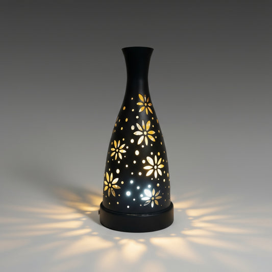 Futurkart Rechargeable LED Table Lamp in Flower Pot Shape, Black (Touch Control, 3-Color Modes, USB Charging) – Elegant Iron Body