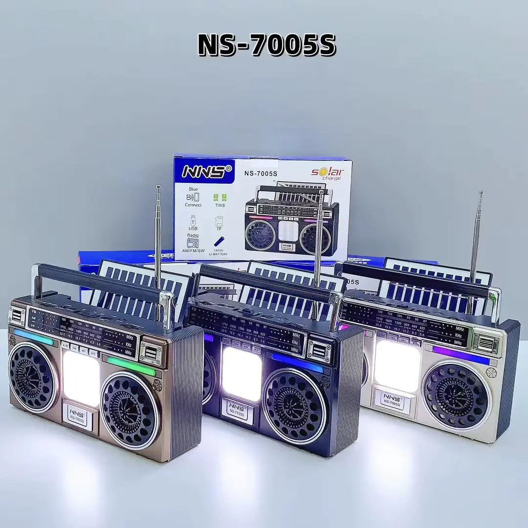 FUTURKART New Retro Solar Blue Tooth Speaker with LED Lights – Portable Bluetooth Speaker, TF/USB/FM/AM, 1200mAh Battery