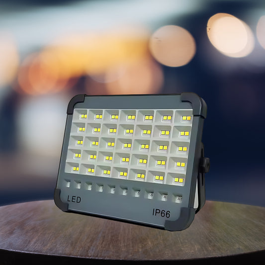 Portable Solar LED Work Light – Rechargeable Flood Lamp with SOS Mode & Power Bank Function